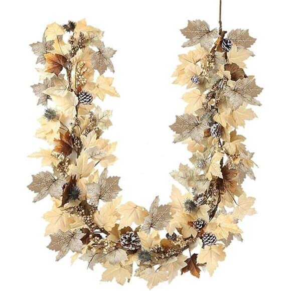 Fall Garland with Lights 6Ft Autumn Garland with Pumpkins Maple Leaves - Picture 8 of 8